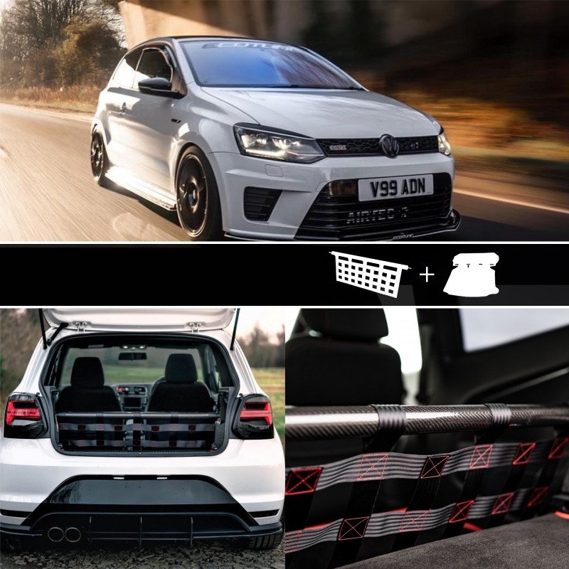 Clubsport Komplettset - Strebe mit Netz und Teppich für VW Polo 6R / 6C inkl. WRC / GTI